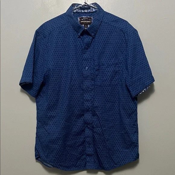 Johnston & Murphy Navy Patterned Casual Shirt - Picture 1 of 4